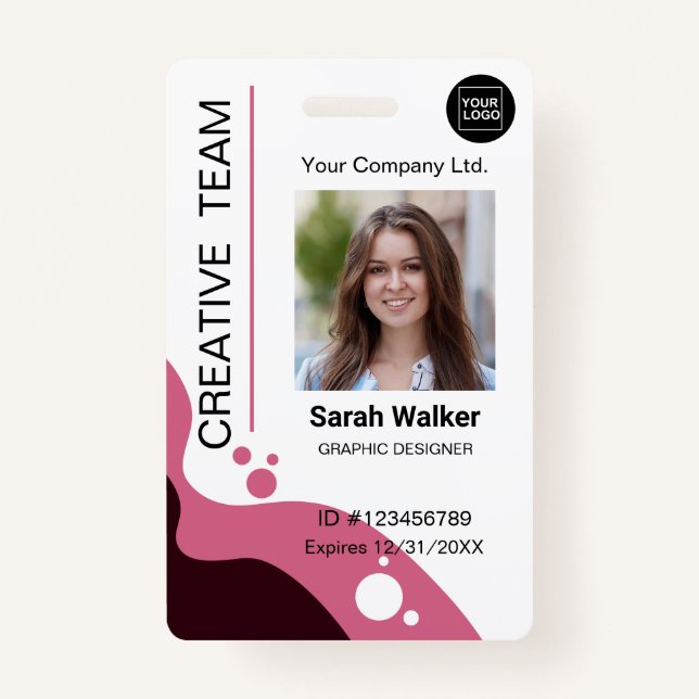 Dusty Pink ID Badge Photo Creative Design Team (Front)