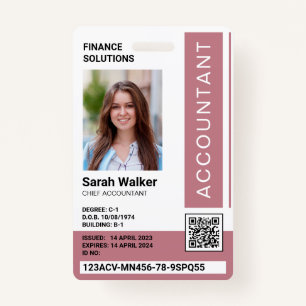 Dusty Pink ID Badge Photo Office Worker