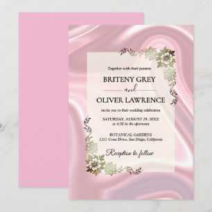 Dusty Pink Iridescent Holographic Silk weeding Invitation