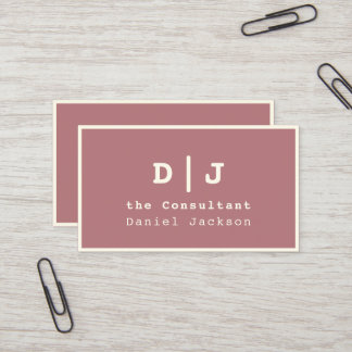 Dusty Pink Ivory Minimal Initials Typewriter Font Business Card