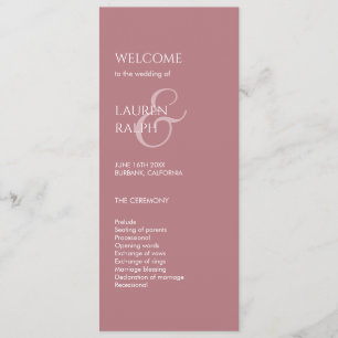 Dusty Pink Ivory Monogram Programme de mariage de 