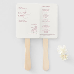 Dusty Pink & Ivory Monogram Wedding Program Hand Fan