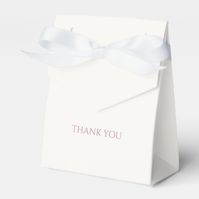Dusty Pink & Ivory Script Wedding Thank You Favor Box (Front Side)