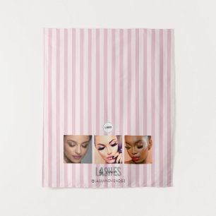 Dusty Pink Lashes Studio Photo Collage Trade Show Tapestry