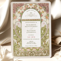 Dusty Pink Marguerite Daisy Wedding Art Nouveau In