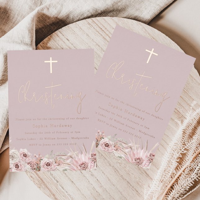 Dusty Pink Mauve Baby Girls Christening Rose Gold (Creator Uploaded)
