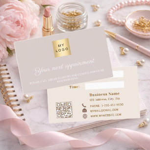 Dusty pink mauve QR business logo Discount Card