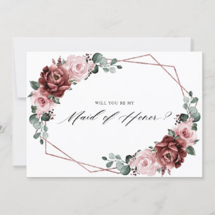 Dusty Pink Mauve Rose Will you be my Maid of honou Invitation