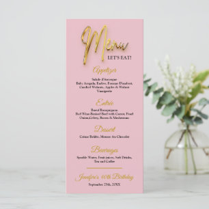 Dusty Pink Menu - 3d Gold Tex Minimalist Design 