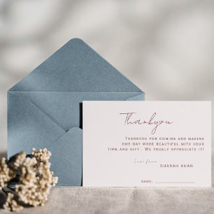 Dusty Pink Minimal Rustic Carte de remerciement