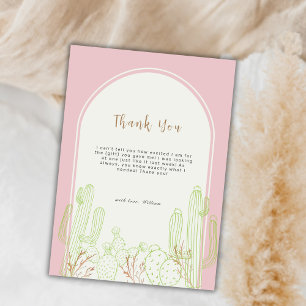 Dusty Pink Minimalist Boho Cactus Arch Baby Shower Thank You Card