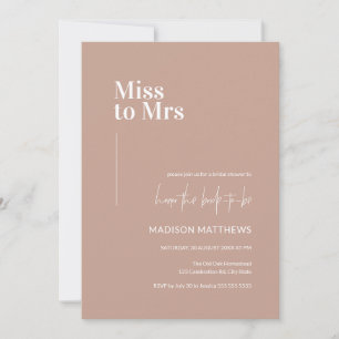 Dusty Pink Minimalist Miss to Mrs Bridal Shower Invitation