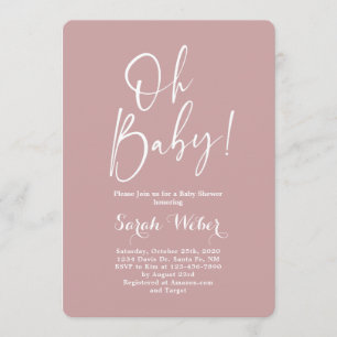 Dusty Pink minimalist modern baby shower girl Invitation
