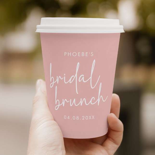 Dusty Pink Minimalist Script Bridal Brunch Paper Cups (Creator Uploaded)