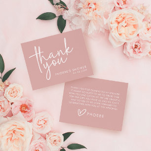 Dusty Pink Minimalist Script Bridal Shower Flat Thank You Card