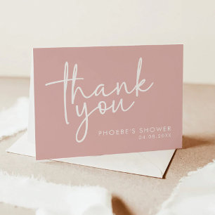 Dusty Pink Minimalist Script Bridal Shower Folded Thank You Card