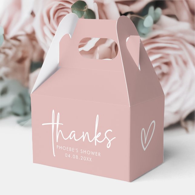 Dusty Pink Minimalist Script Bridal Shower Gable Favor Box (Creator Uploaded)