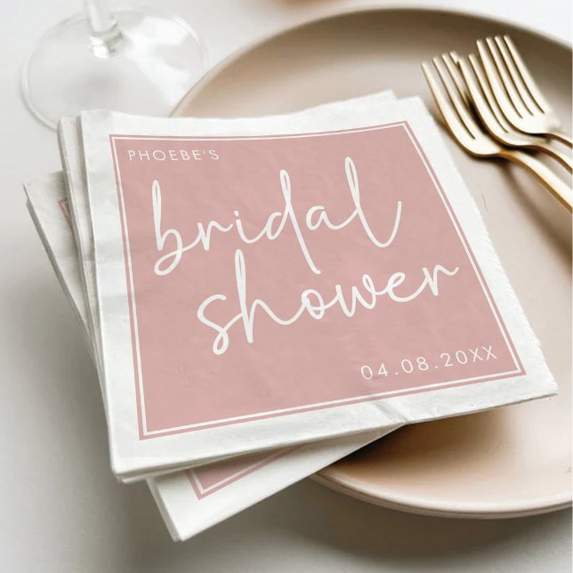 Dusty Pink Minimalist Script Bridal Shower Napkin (Creator Uploaded)