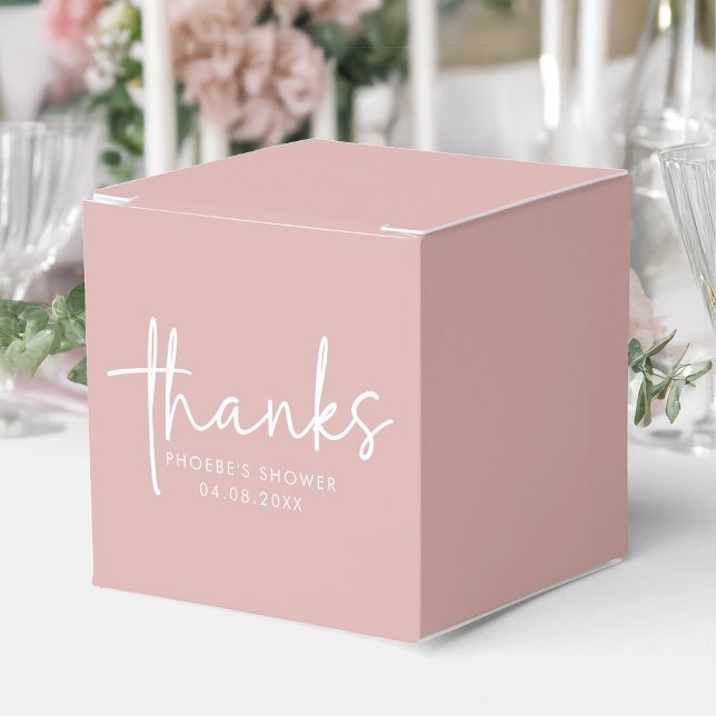 Dusty Pink Minimalist Script Bridal Shower Square Favor Box (Creator Uploaded)