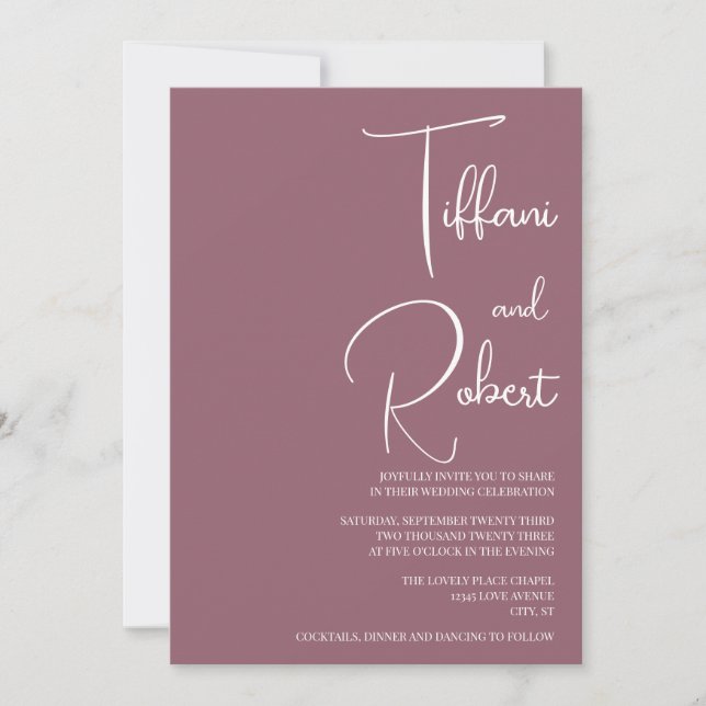 Dusty Pink Minimalist Wedding Invitation (Front)