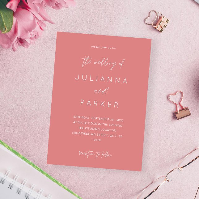 Dusty Pink MOD Calligraphy Wedding Invitation (Creator Uploaded)