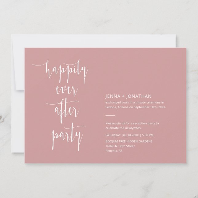 Dusty Pink Modern Happily Ever After QR Code Photo Invitation (Front)