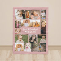 Dusty Pink Modern Personalized 16 Photo Collage