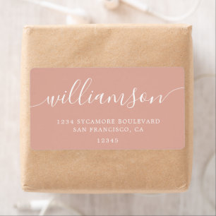 Dusty Pink Modern Script Return Address