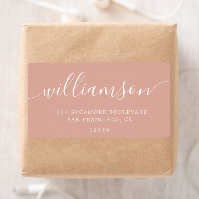 Dusty Pink Modern Script Return Address (Insitu)