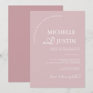Dusty Pink Modern Simple Minimalist Wedding  Invitation