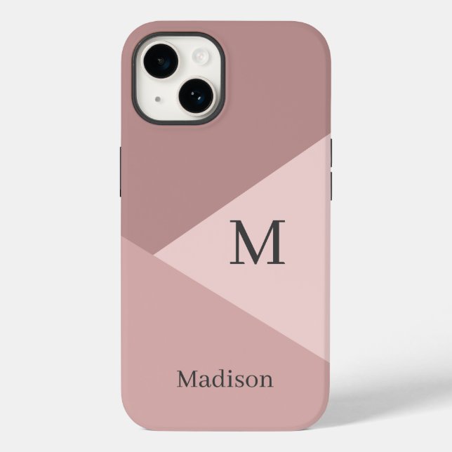 Dusty Pink Monogram Name  Case-Mate iPhone Case (Back)