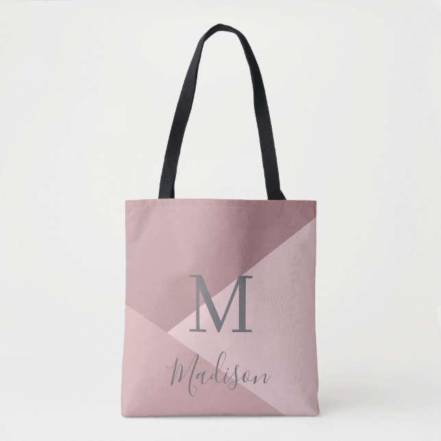 Dusty Pink Monogram Name  Tote Bag (Front)