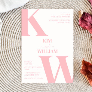 Dusty Pink Monogram Wedding Invitation