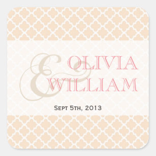 Dusty pink Moroccan tile ampersand modern wedding Square Sticker