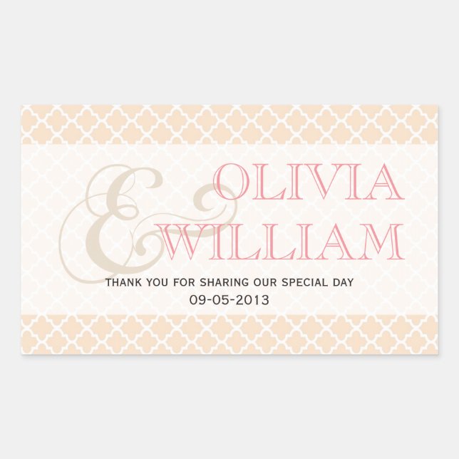 Dusty pink Moroccan tile ampersand wedding favour Sticker (Front)