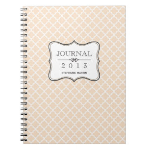 Dusty pink Moroccan tile personalized journal
