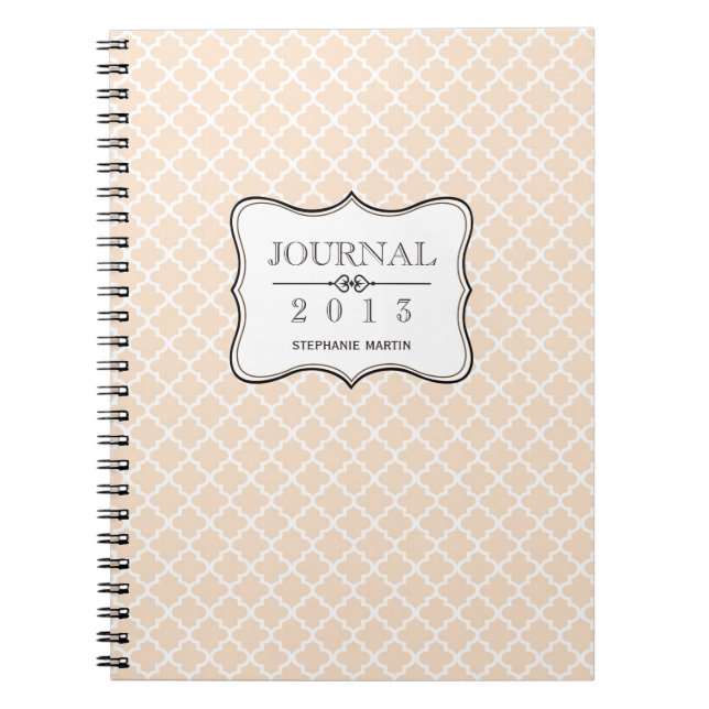 Dusty pink Moroccan tile personalized journal (Front)