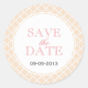 Dusty pink Moroccan tile SAVE THE DATE wedding Classic Round Sticker