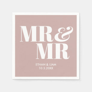 Dusty Pink Mr & Mr Personalized Wedding Napkins