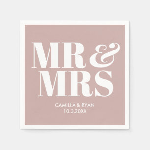 Dusty Pink Mr & Mrs Personalized Wedding Napkins