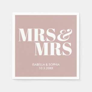 Dusty Pink Mrs & Mrs Personalized Wedding Napkins