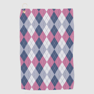 Dusty Pink & Navy Blue Slate Argyle Golf Towel