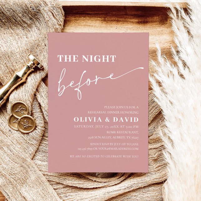 Dusty Pink Night Before Rehearsal Dinner Invite (Creator Uploaded)