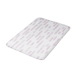 Dusty Pink on White Rounded Lines Pattern Bath Mat