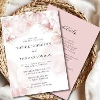 Dusty pink orchid All In One watercolor wedding Invitation