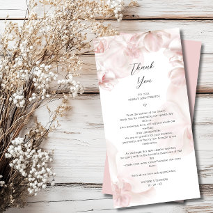 Dusty pink orchid watercolor wedding  thank you card