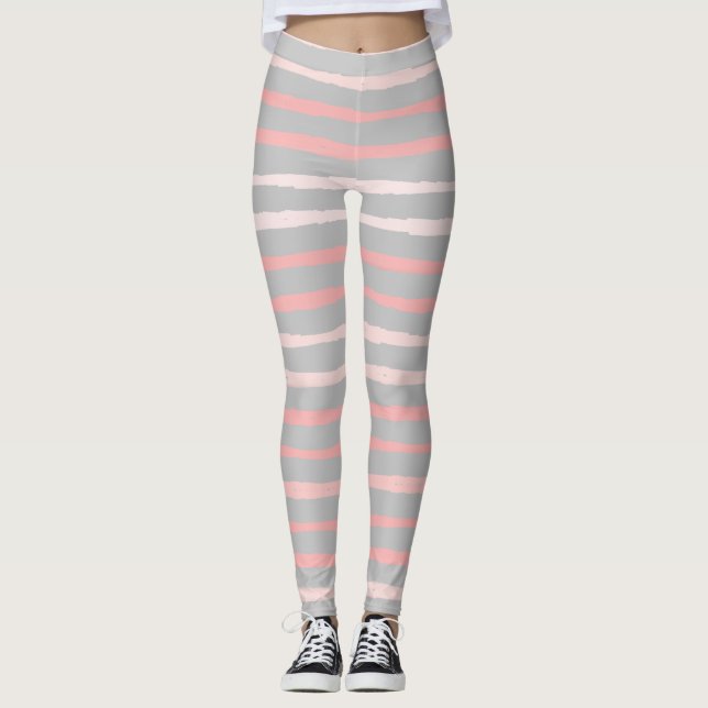 Dusty Pink Organic Stripes Leggings (Front)