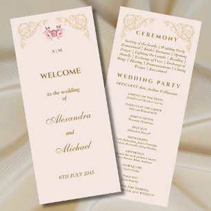 Dusty Pink Ornate Rococo Vintage Wedding Program