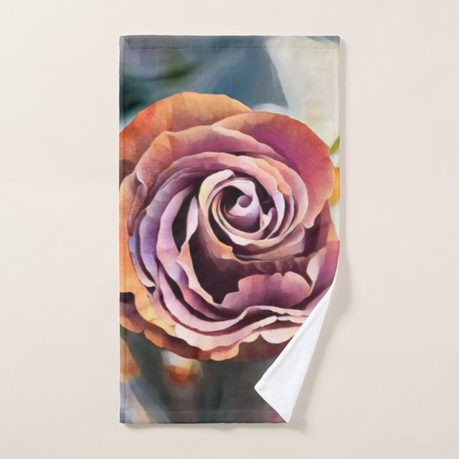 Dusty Pink Painted Paper Rose Flower Design Hand Towel (Hand Towel)