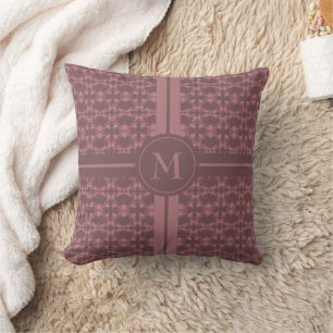 Dusty Pink Pattern Monogrammed Throw Pillow